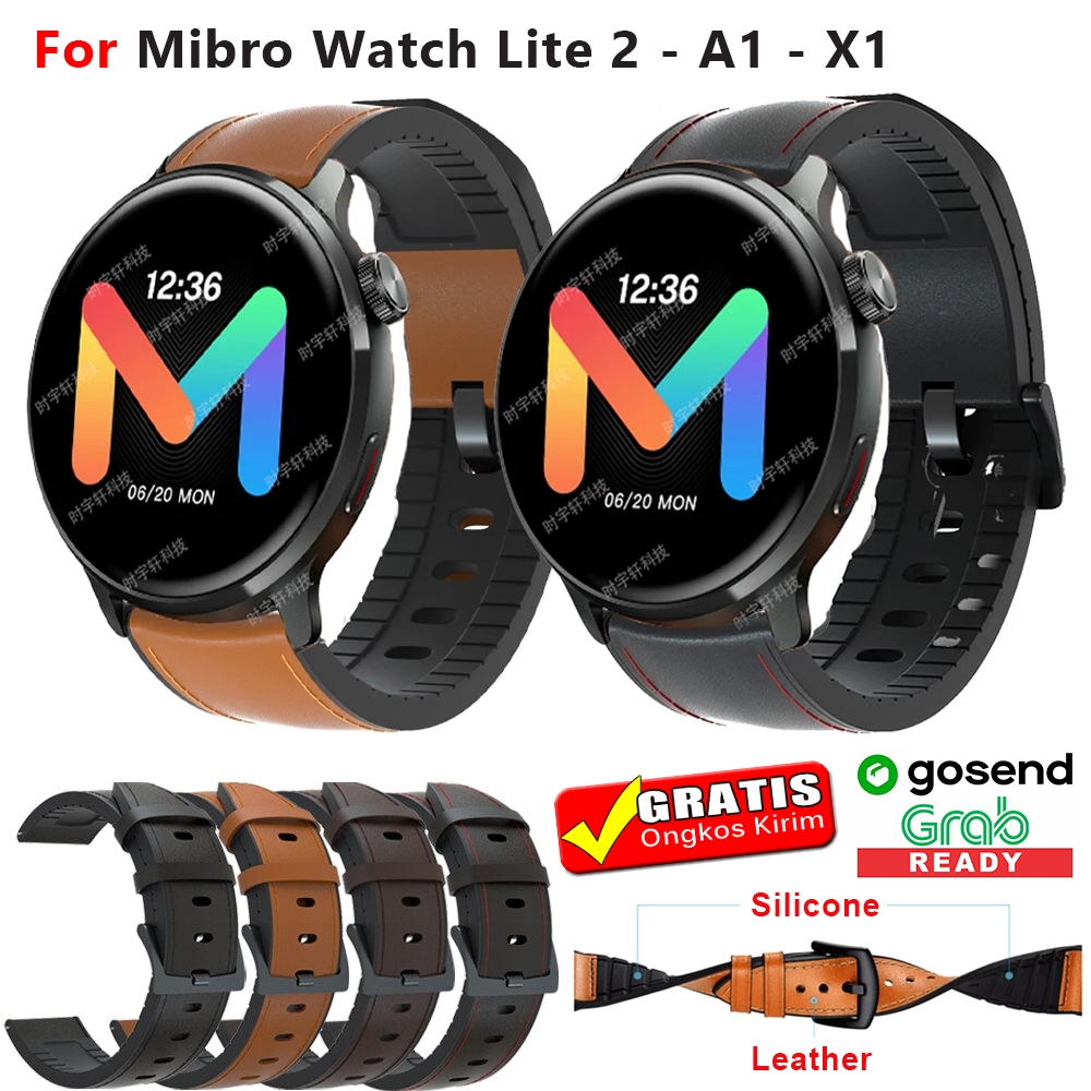 STRAP TALI JAM MIBRO WATCH LITE 2 - MIBRO WATCH A1 - MIBRO WATCH X1 - MODEL LEATHER KULIT RUBBER 22M