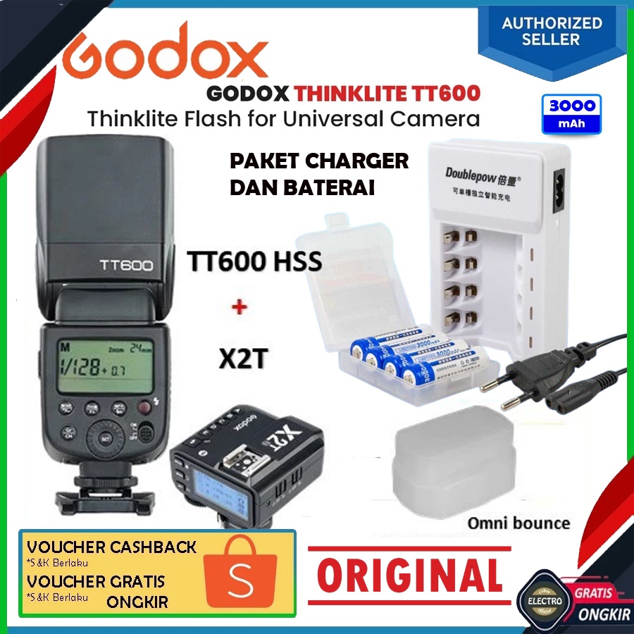 Paket Speedlite Flash Godox TT600 tt 600 tt600 Universal + Trigger Godox X2T for canon sony fuji nik