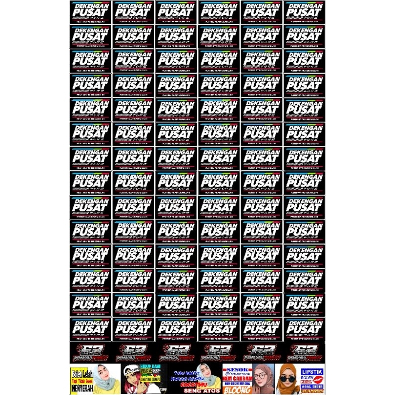 

STIKER DEKENGAN PUSAT ISI 84 PCS BAHAN ANTI AIR 1 LEMBAR UKURAN 30X45