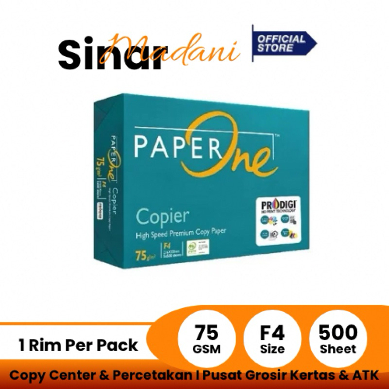 

PaperOne Kertas F4 75gr Copier 1 Rim (500 lembar) Kertas HVS F4 Kertas Fotocopy