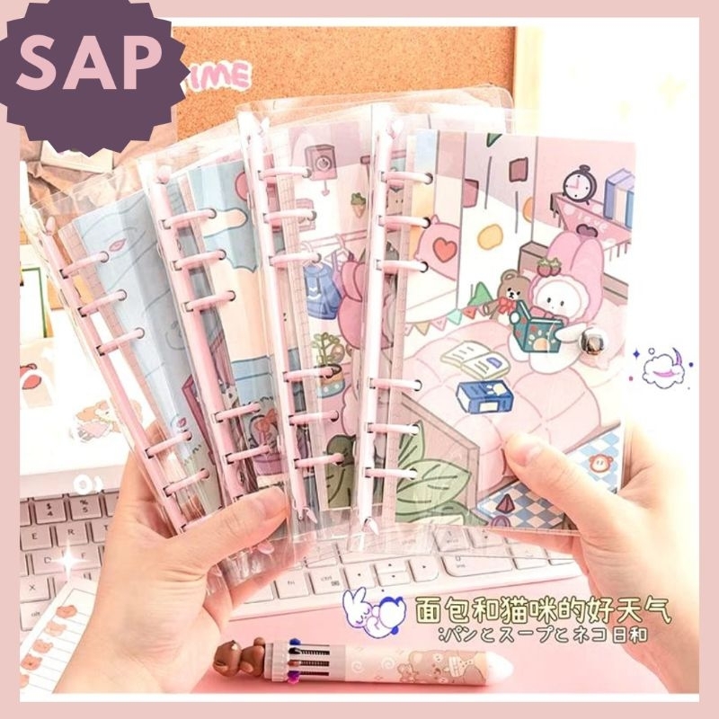 

Buku binder A6 isi 100 lembar lucu notebook PVC Buku catatan isi ulang Daily / Ziplock bag