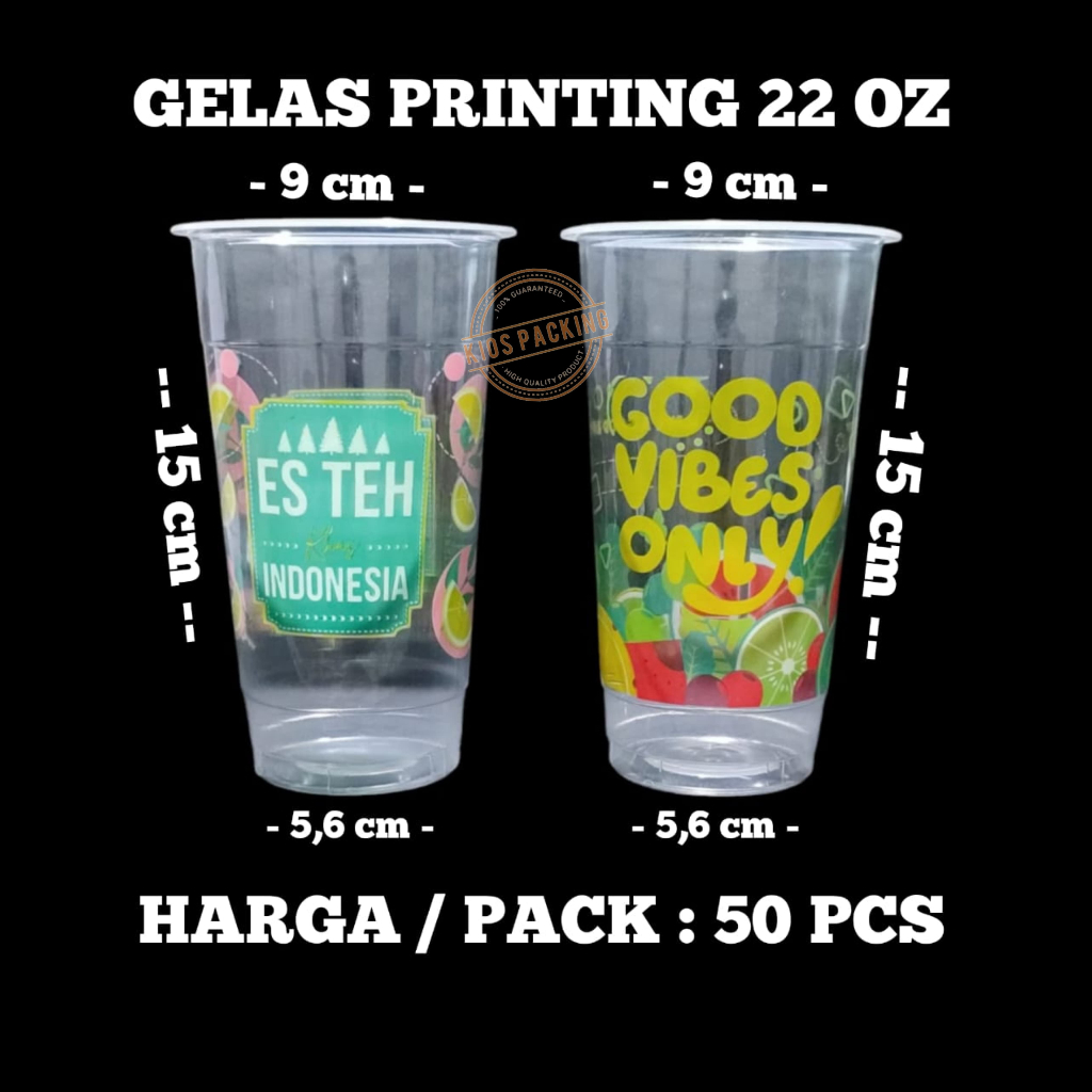 

Ukf5Pc6F4H (Kuliner.Kita) Gelas Plastik Printing Datar 22Oz Tip Top Isi 50Pcs / Gelas Juice Es Teh