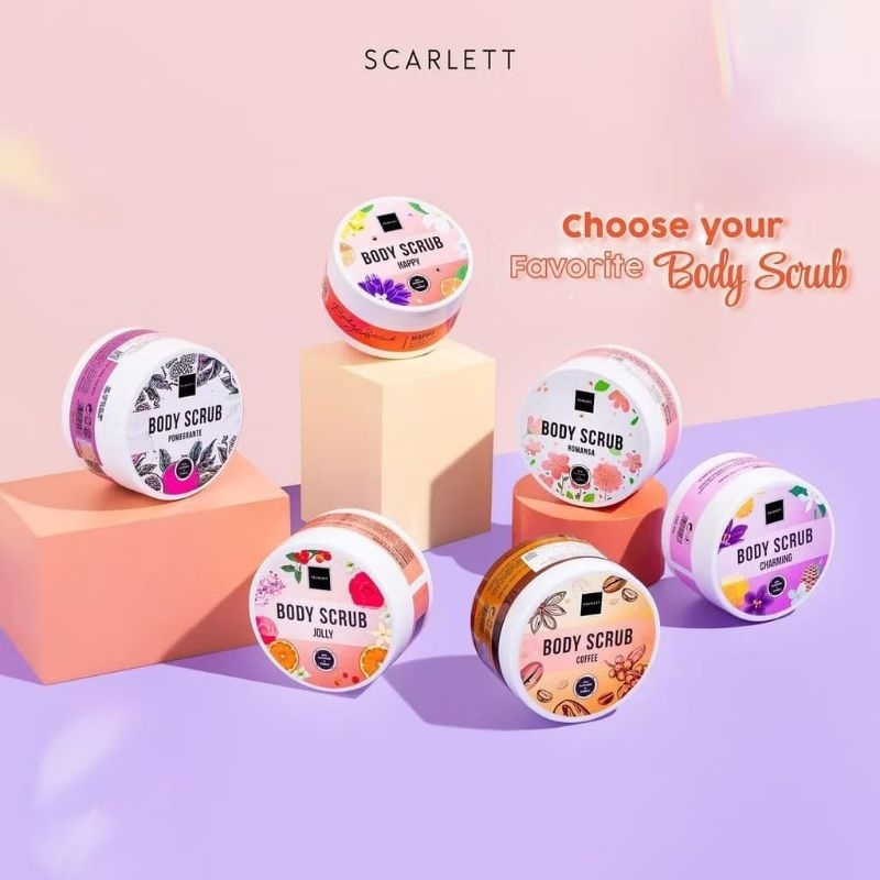 Scarlett Brightening Body Lotion, Scarlett Body Scrub, Scarlett Brightening Shower Scrub
