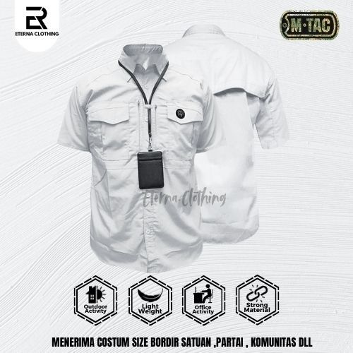 Kemeja Tactical M-TAC ORIGINAL PUTIH Lengan Pendek Baju Kantor Lapangan Reskrim Outdoor Activities