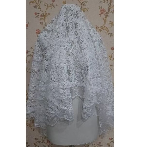 white laces veil kerudung premium brokat dengan renda slayer pengantin brukat