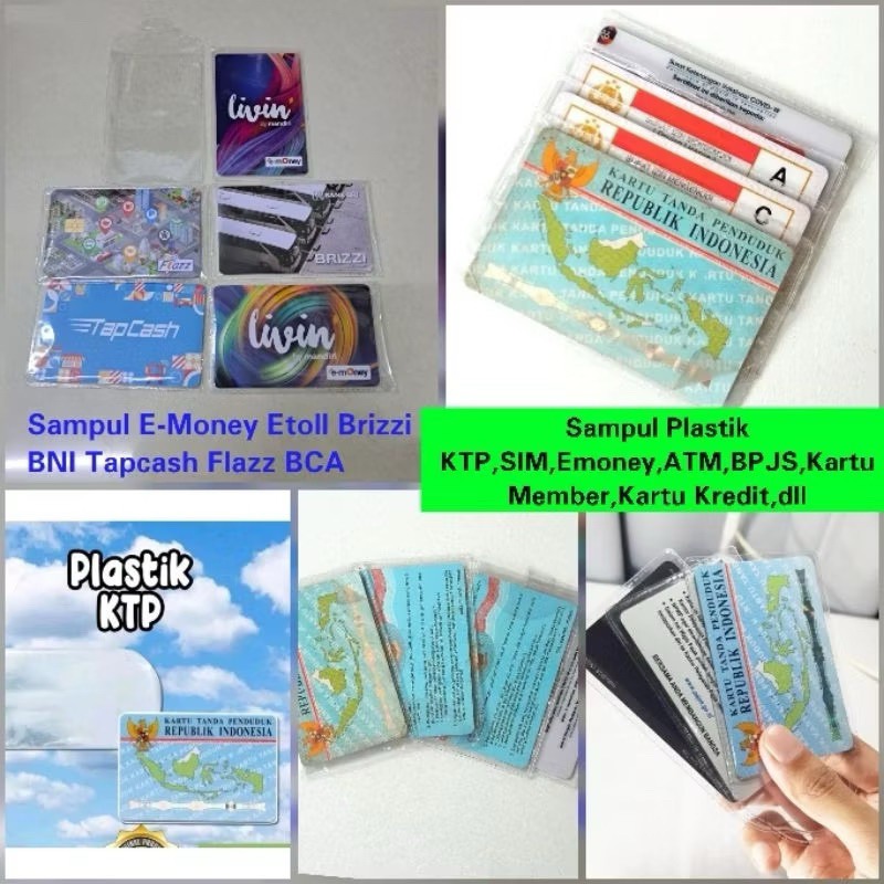 

Plastik Emoney Etoll Brizzi flazz tapcash ktp id card Sampul plastik tebal