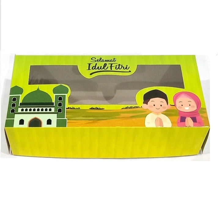 

( 5 pcs ) Kardus Lebaran Eid Mubarak Hampers Kue Kering Box Muat 2 Toples Kuker Bulat 500gr