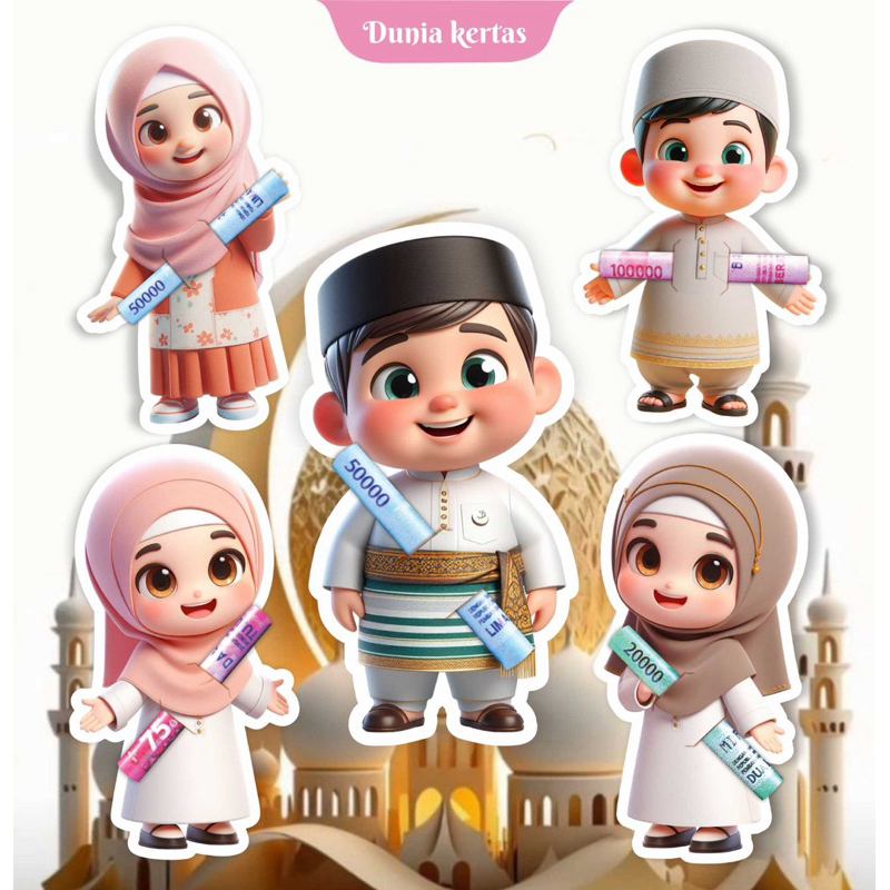 

(Isi 200) pcs Amplop lebaran karakter 3d lucu amplop idul fitri amplop peluk uang angpao amplop lebaran