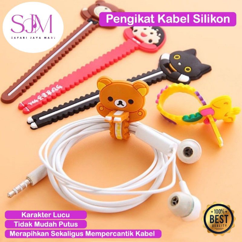 Pengikat Kabel Charger Silicon Karakter Cord Pengikat kabel Holder Clip Cable Silikon