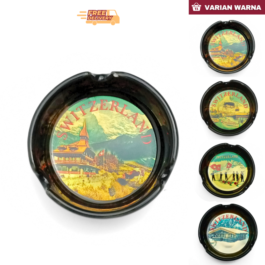 Souvenir asbak keramik oleh oleh switzerland cenderamata Swiss