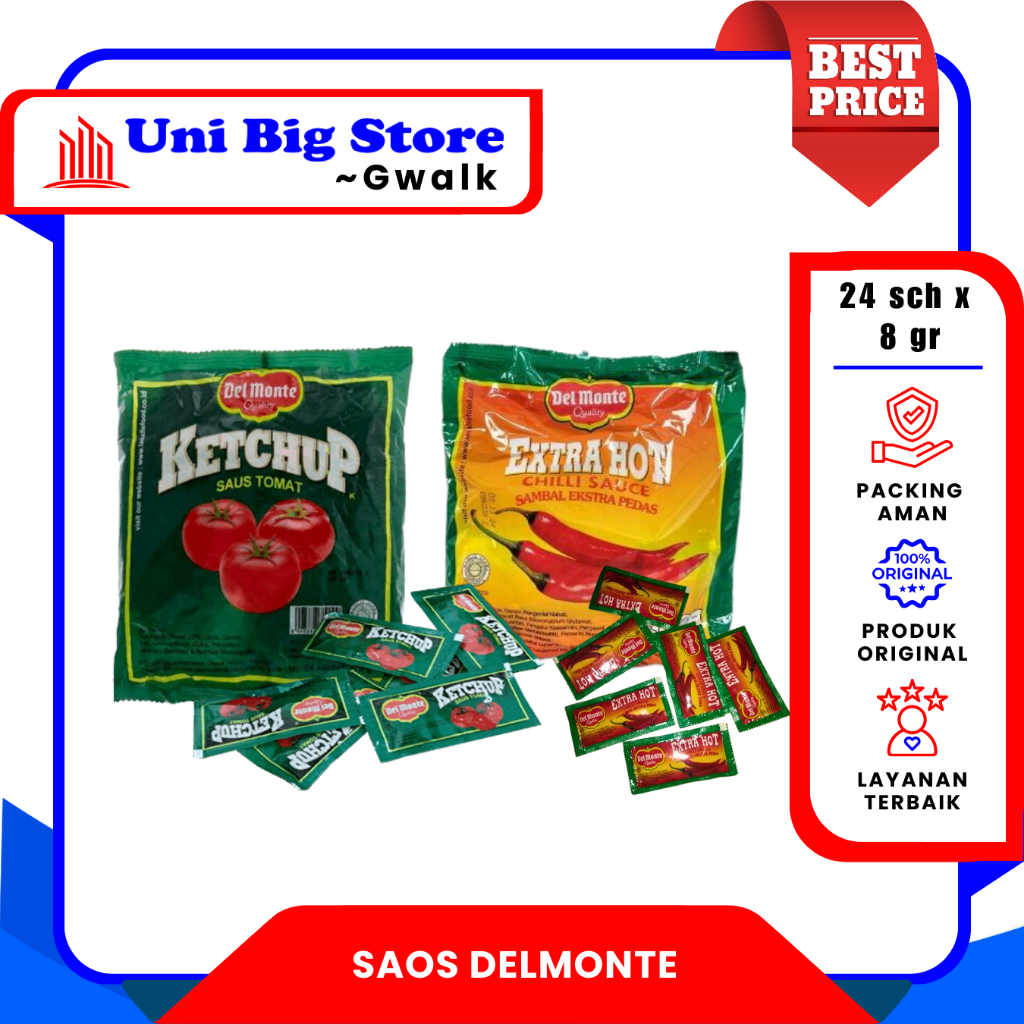 

SAOS DEL MONTE DELMONTE KETCHUP SAUS TOMAT - EXTRA HOT CHILI SAUCE - 24 sch x 8 gr