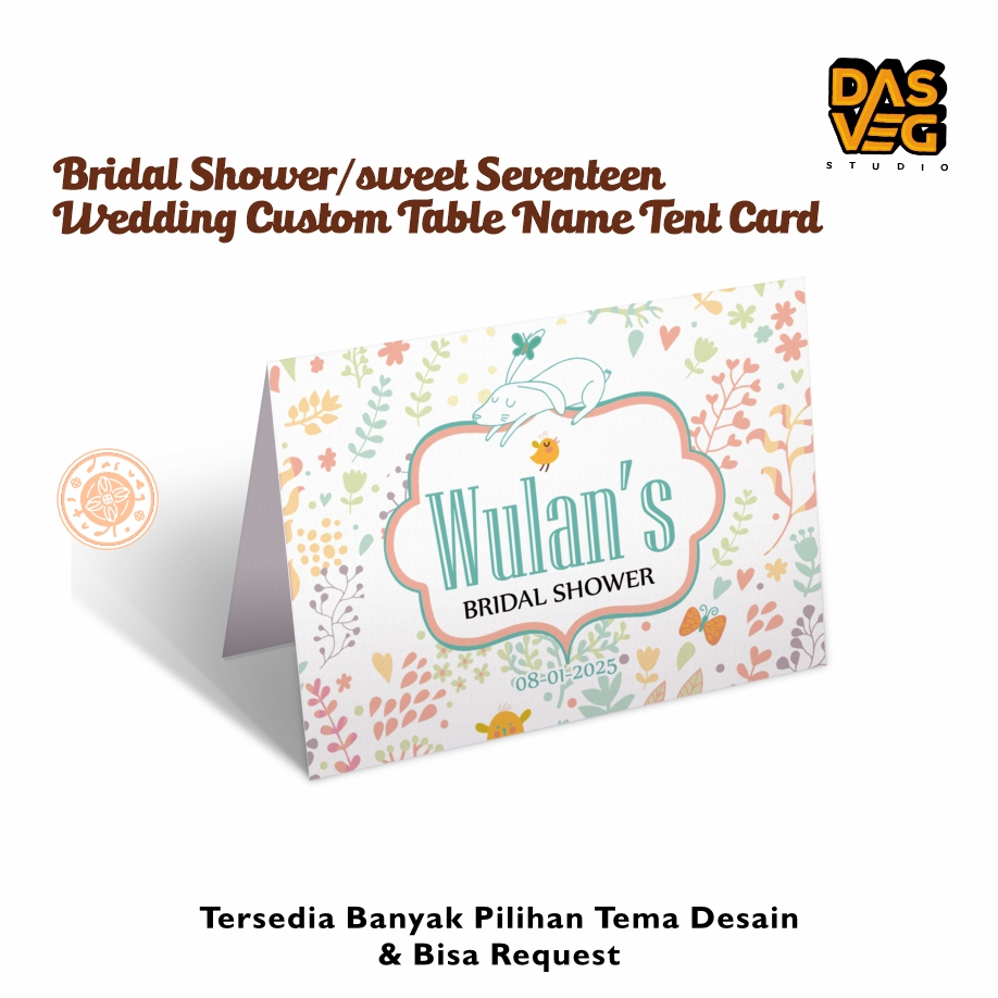 CUSTOM TABLE NAME TENT CARD / WISH CARD - TABLE DECOR | Bridal shower, wedding, Sweet seventeen