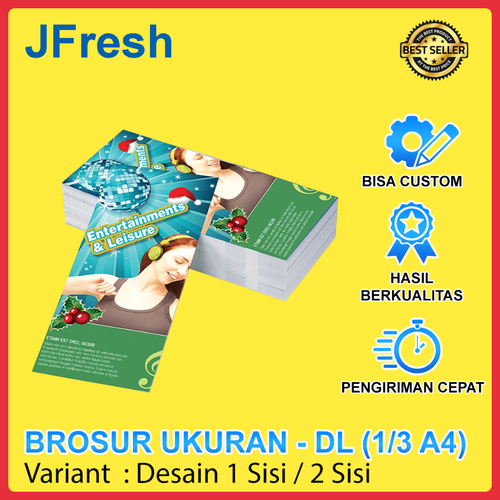 

Cetak Brosur Ukuran DL atau 1/3 A4 Murah Kertas Art Paper 150 gsm Tebal 1 Sisi 2 Sisi / Print Brosur Desain Custom Art Papper 150gsm Satu Sisi Dua Sisi Murah Bahan Tebel Premium Flyer Pamflet Promo Promosi