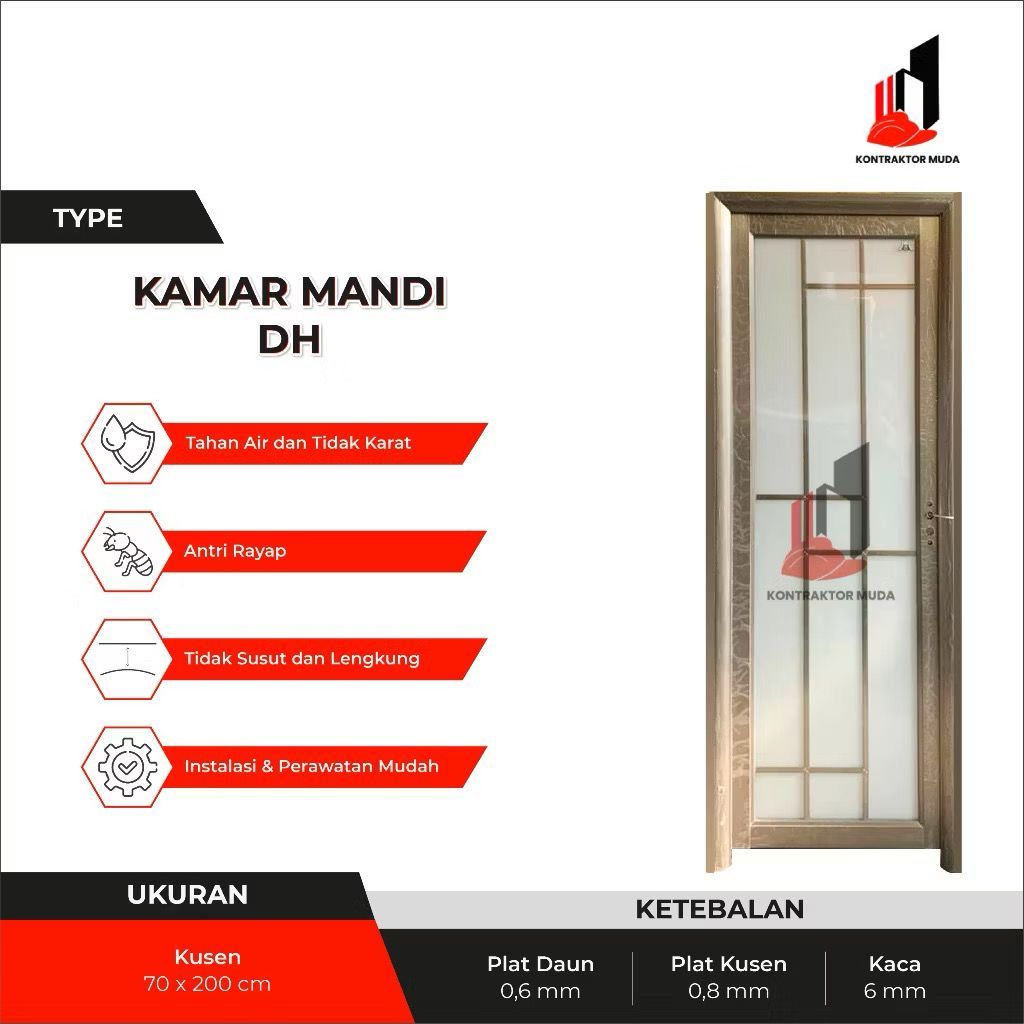 TB KONTRAKTOR MUDA -  (PINTU TOILET DH) Set Pintu Aluminium Kamar Mandi Toilet WC Pintu WC Tidur Kus