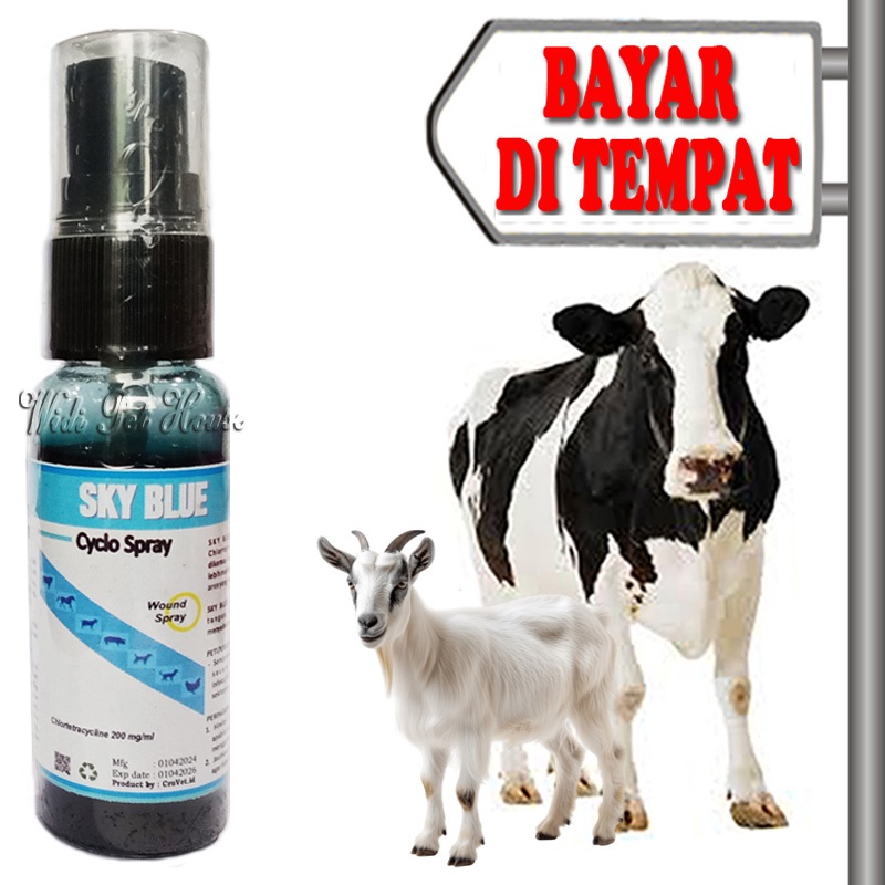Obat Koreng Buduk Jamur Sapi Kambing Semprot Sky Blue Hewan Ayam Monyet Musang Anjing Kucing