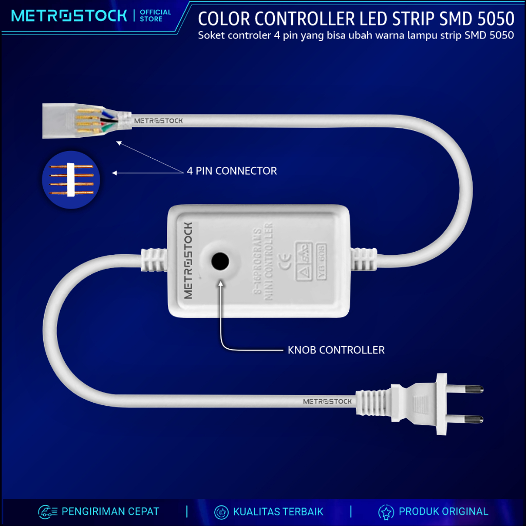 CONTROLLER FLASHER 4 DAN 2 JALUR PIN LAMPU SELANG LED NEON FLEX 220V SMD 5050 SELANG RGB WATERPROOF 
