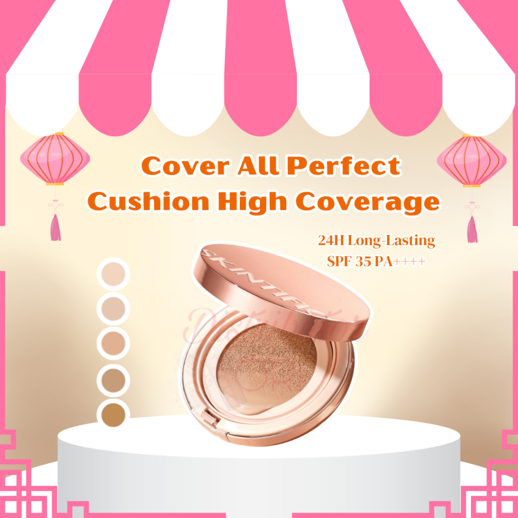 SKINTIFIC Cover All Perfect Cushion High Coverage Poreless&Flawless Foundation 24H Long-lasting SPF3