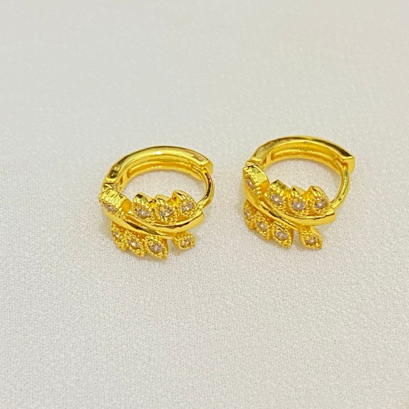 anting kait motif daun anti karat anti luntur