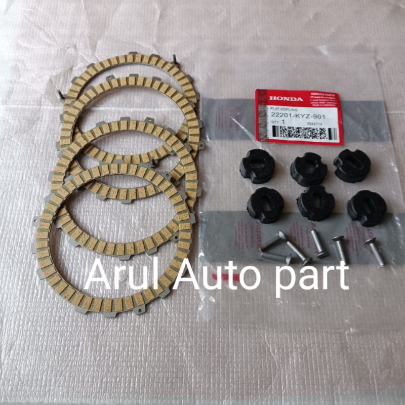 KAMPAS KOPLING SET 4 PCS + KARET KOPLING HONDA SUPRA X 125 FI FI INJEKSI BLADE NEW 125 HELMIN KYZ BE