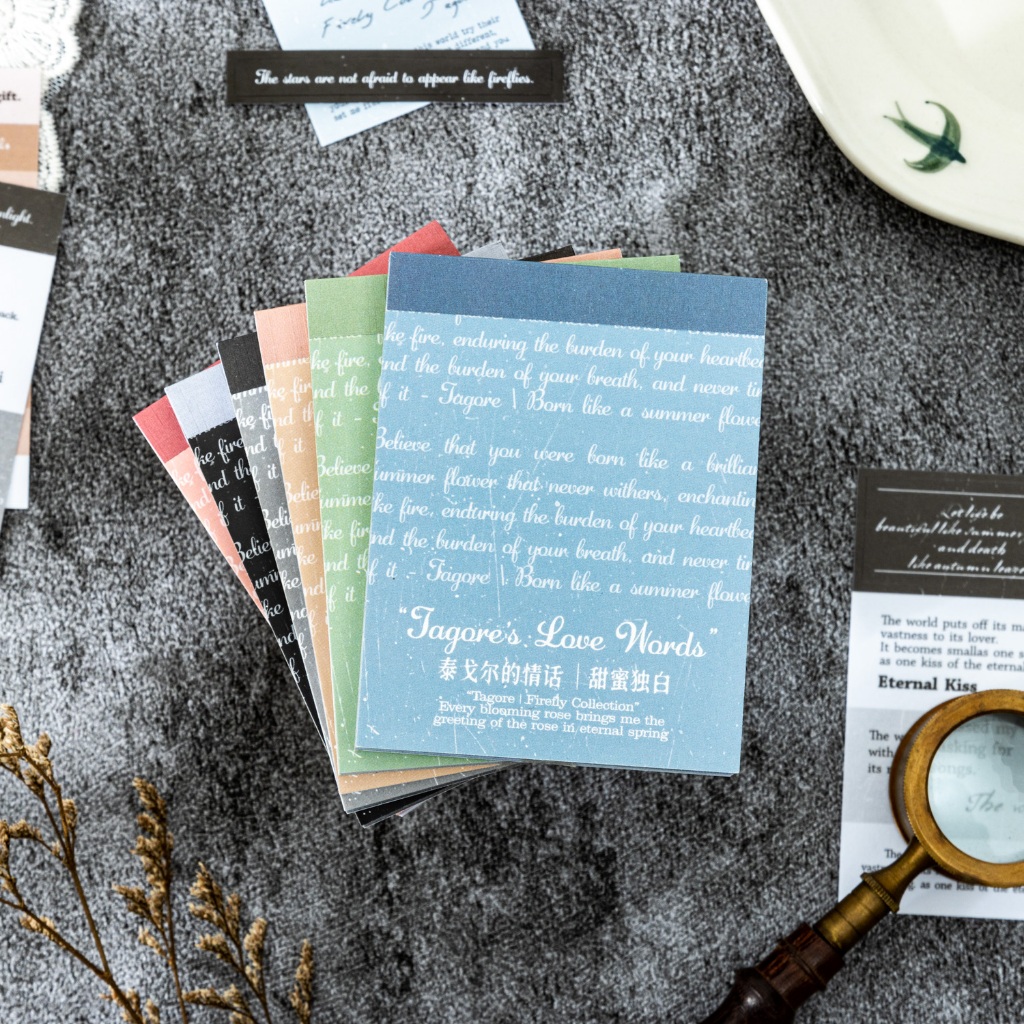

24 Lembar Stiker Seri Kata-kata Cinta Tagore (Kiss-Cut) Dekorasi Buku Pegangan Retro Sederhana Stiker Perekat Diy Journal Scrapbook
