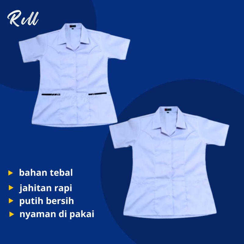 KEMEJA PUTIH WANITA LENGAN PENDEK/BAJU  KERJA DINAS WANITA PUTIH LENGAN PENDEK.
