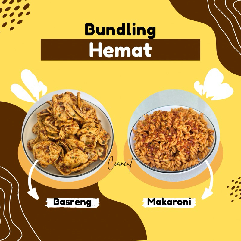 

Bundling Hemat BASRENG 200gr+MAKARONI 200gr pedas daun jeruk