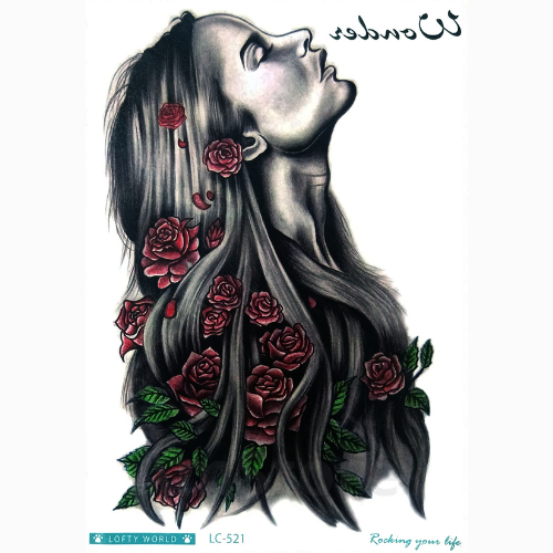 [COD] Tatto Wanita Rambut Bunga | Tatto Tempel Tubuh Dada Lengan untuk Unisex Size 21*15 cm | Tatto 