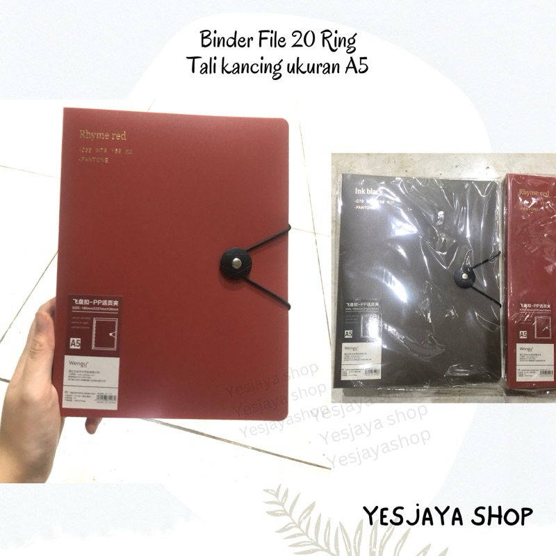 

{1 pc} Binder File 20 ring A5 Wengu / Binder File Merah Bata dan Hitam / Buku File Merah Maroon Hitam