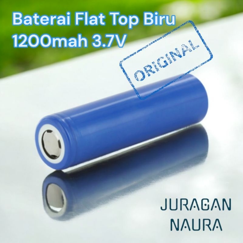 Baterai 18650 Flat Top 3.7 Volt Batre Cas