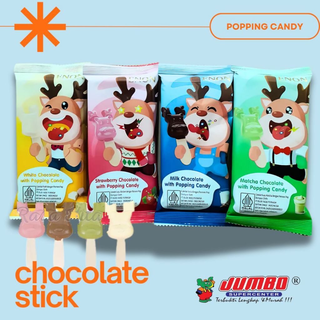 

Cokelat Stick Karakter 15g Enon/ Chocolate With Popping Candy/ Coklat Impor