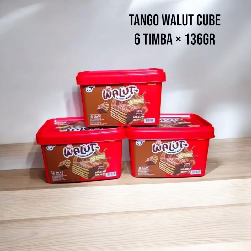 

Aneka Snack Cemilan Murah Tango Walut Belgian Choco Cube Timba 136gr