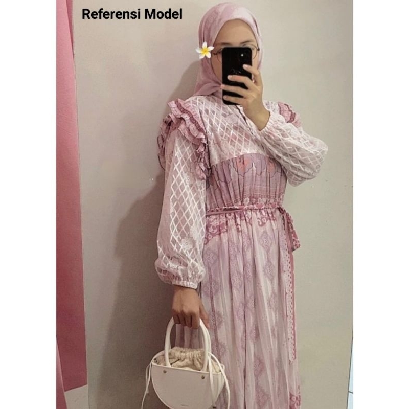 Gamis Set Meijiwang Premium / Gamis Set Motif Katun Silk Plisket / Gamis Set Kerudung Wanita Premium