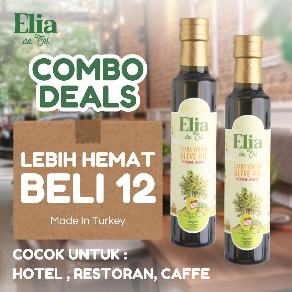 

ELIA DE OIL Paket 12 Botol Olive Oil / Extra Virgin Olive Oil / EVOO / Minyak Zaitun 250ml