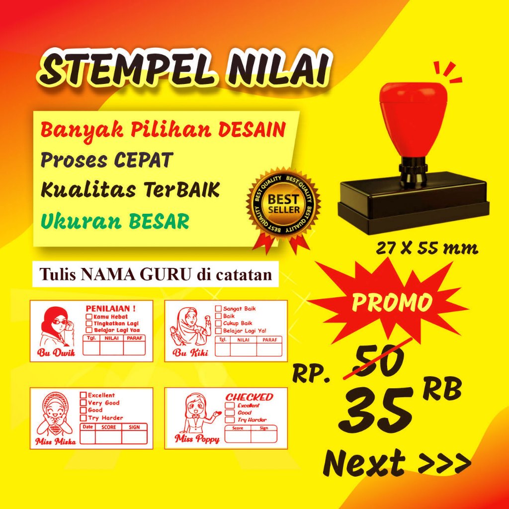 

Stempel, Stempel Nilai Guru, Stempel Penilaian / Koreksi / Checked