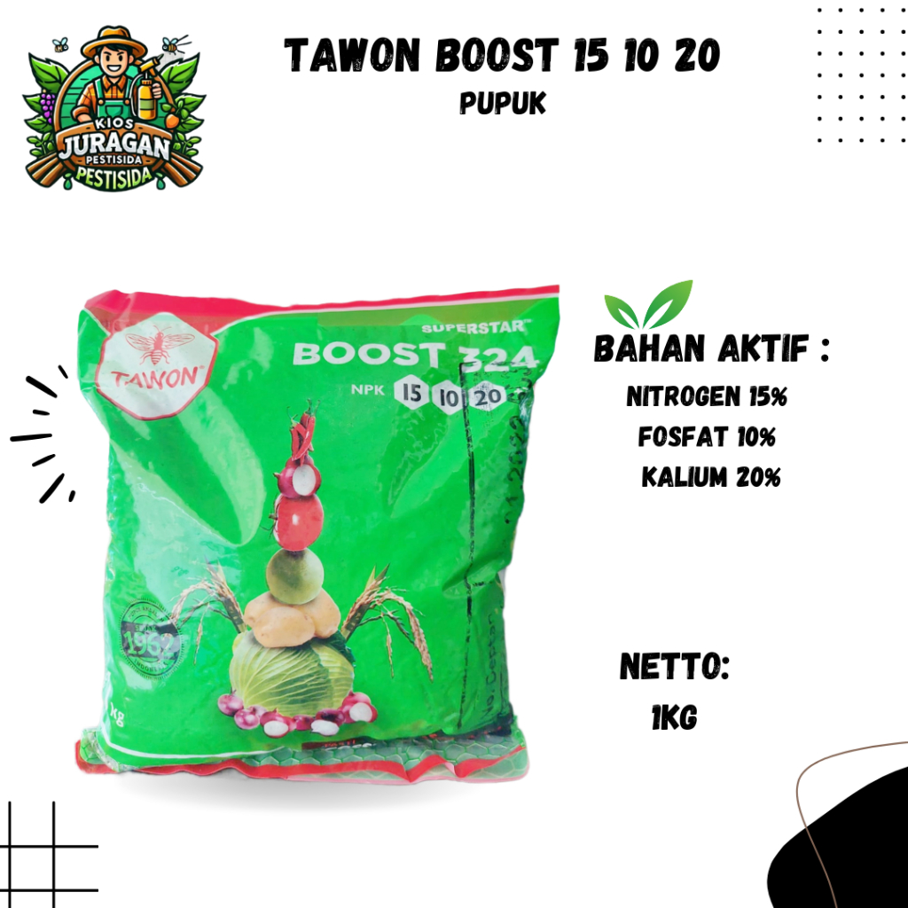 PUPUK NPK SUPERSTAR BOOST TAWON 15-10-20 1KG