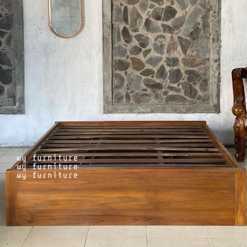 dipan tempat tidur lesehan kayu jati 4 laci, dipan kayu jati 4 laci, tempat tidur kayu jati