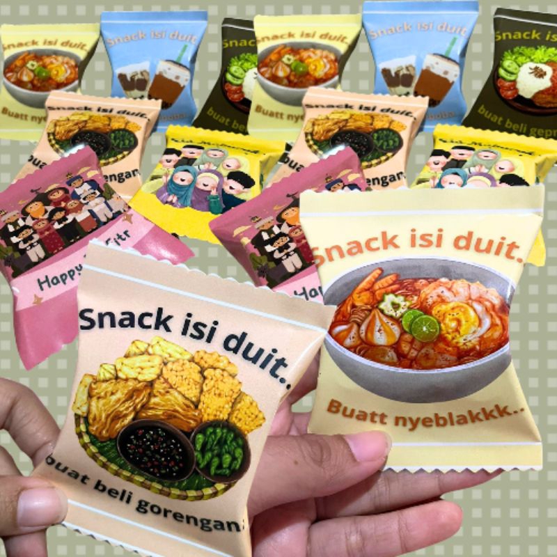 

amplop lebaran bentuk snack model mini snack