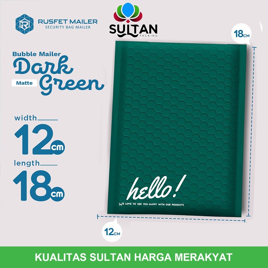 

AMPLOP BUBBLE MAILER DARK GREEN PREMIUM 12x18cm TERMURAH SATUAN