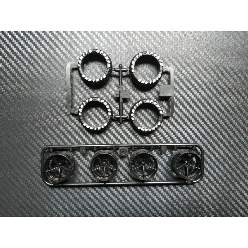 Velg Large Tamiya 5 Spoke Hitam Carboon Look - PP Black