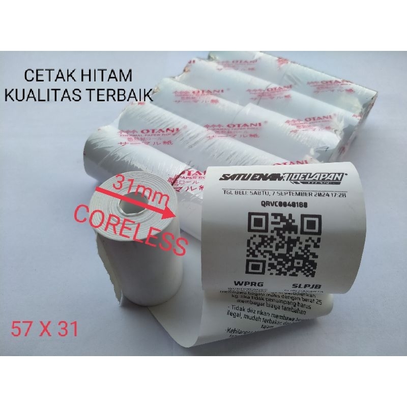 

Kertas Thermal EDC,CORELESS merk OTANI untuk struk / kasir / printer bluetooth / papper roll EDC