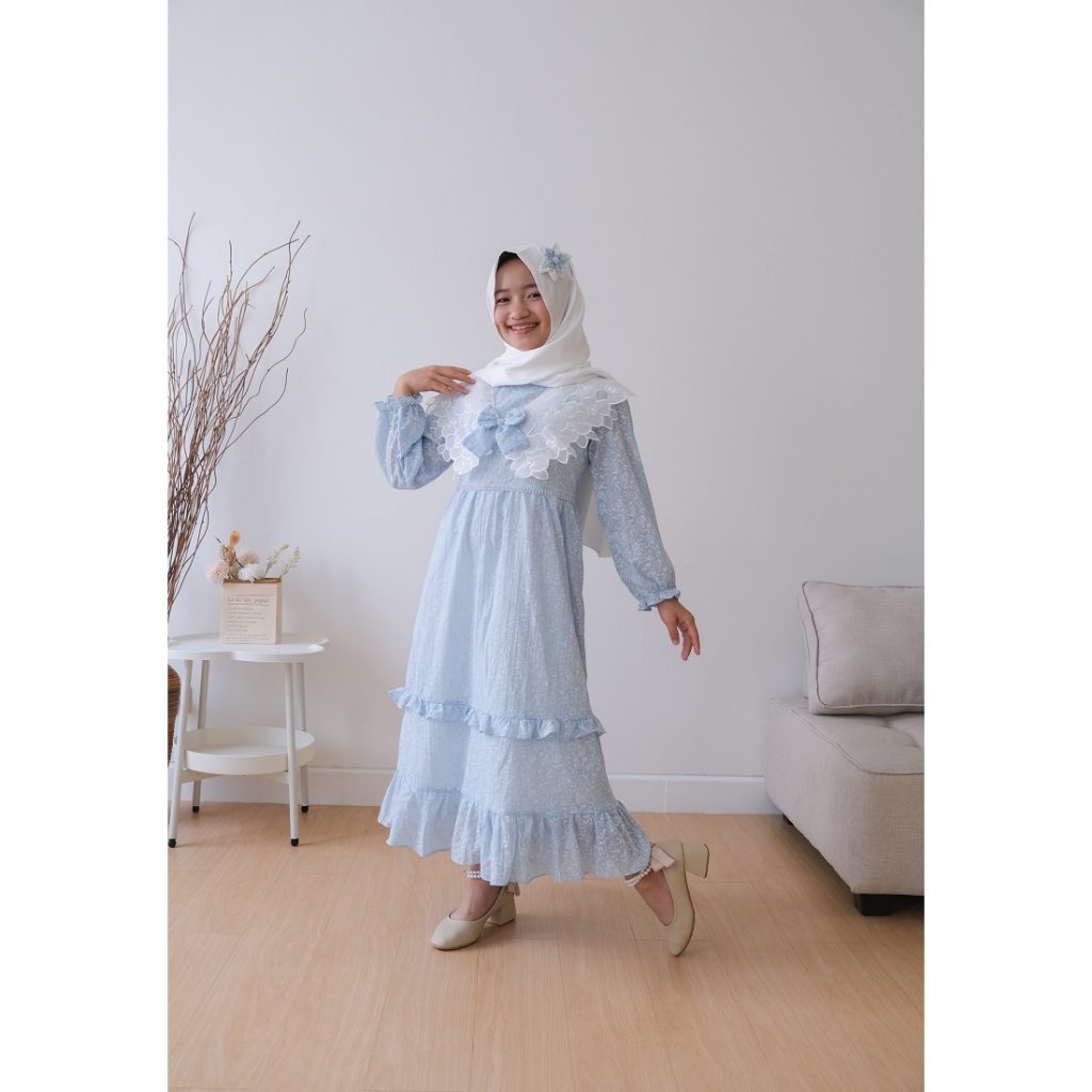 Princessa Flami Cotton Muslim Dress Blue Bow G1274