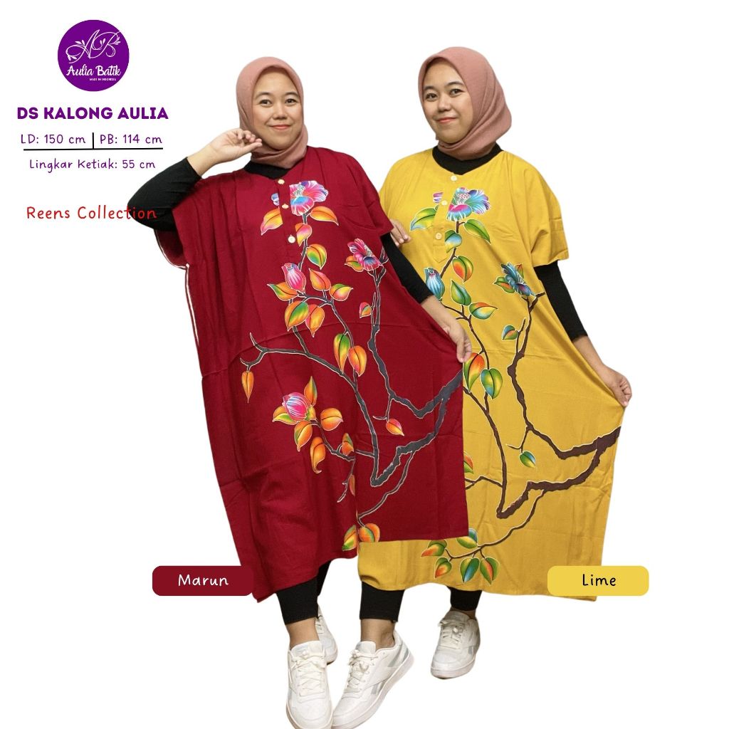 Batik Aulia Daster Kalong Kancing Jumbo LD 150 cm | Daster Model Lowo/ Kelelawar Kancing 3 Busui