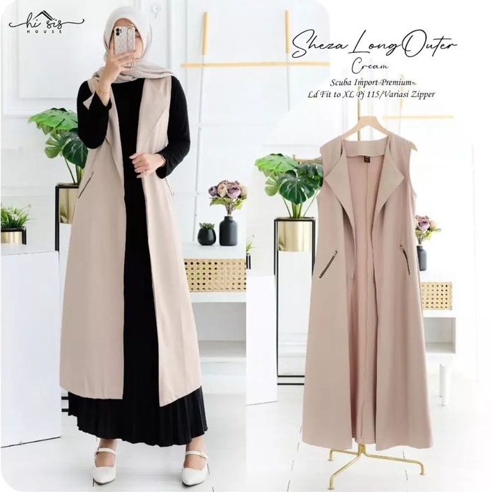 Keren Terbaru Outer Long TunikTunik Rompi PanjangRompi BlazerOuterwear  Wanita SHEZA LONG OUTER IK V