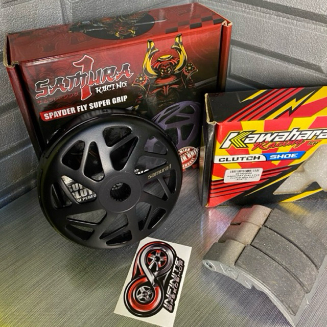 Paket Mangkok Ganda SAMURA1 Super Grip & Kampas Racing Kawahara Upgrade Motor Anti Gredeg dan Selip: