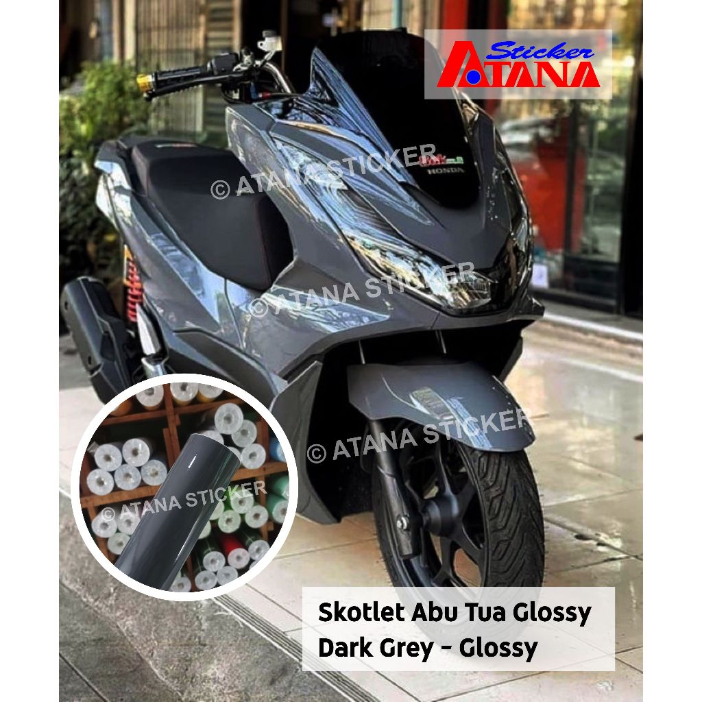 Skotlet Abu Tua Glossy Pastel Gelap Dark Grey Nardo Polisi Gray PPF VPF Metalik Cutting Sticker Anti