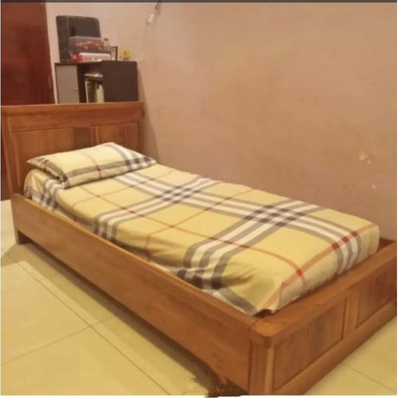 tempat tidur kayu, dipan kayu, ranjang kayu minimalis 100*200