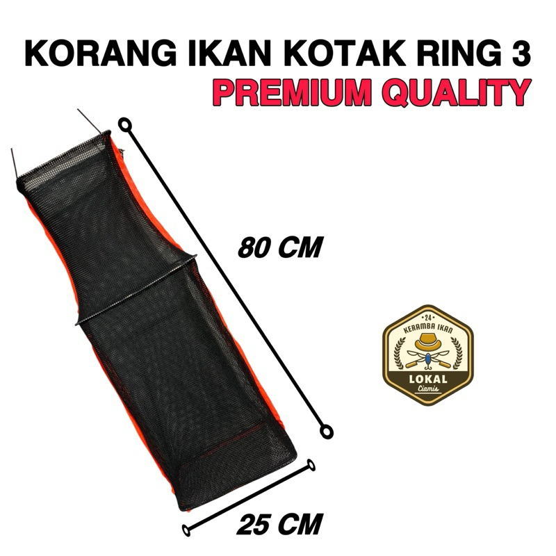 KORANG IKAN KOTAK RING 3 80 CM PREMIUM| KOJA IKAN KAIN HALUS | KORANG PANCING  | BUBU IKAN | KERAMBA
