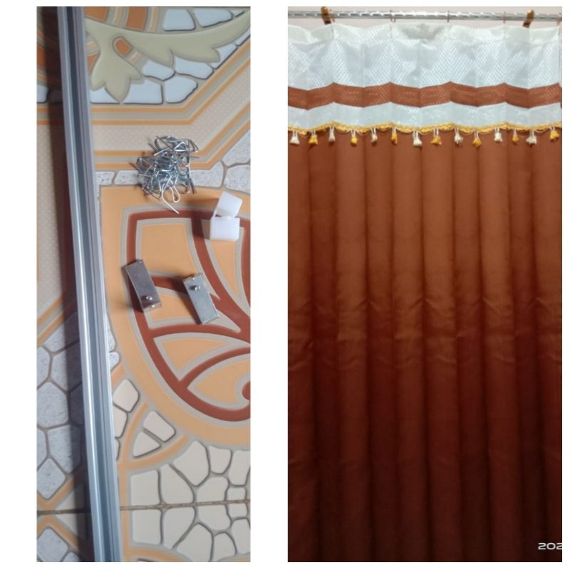 gorden jendela ukuran lebar 100 tinggi 160 plus besi kotak almanium