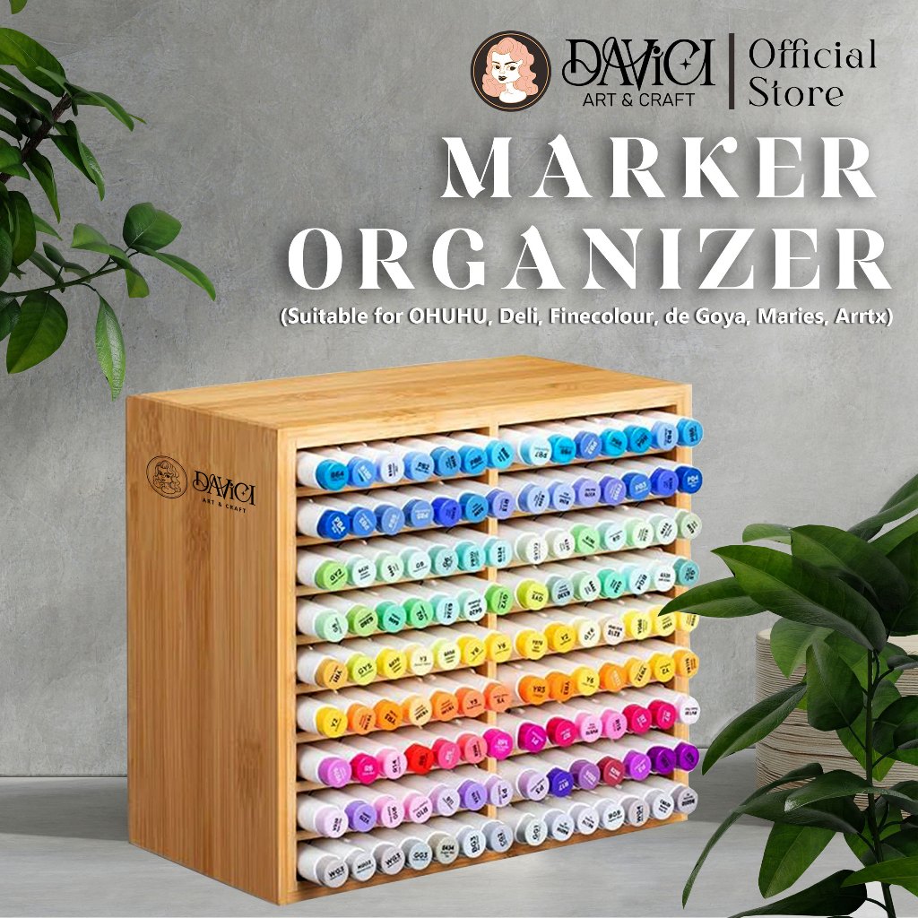 DAVICI Wooden Marker Organizer / Rak kayu Marker / Rak Marker OHUHU