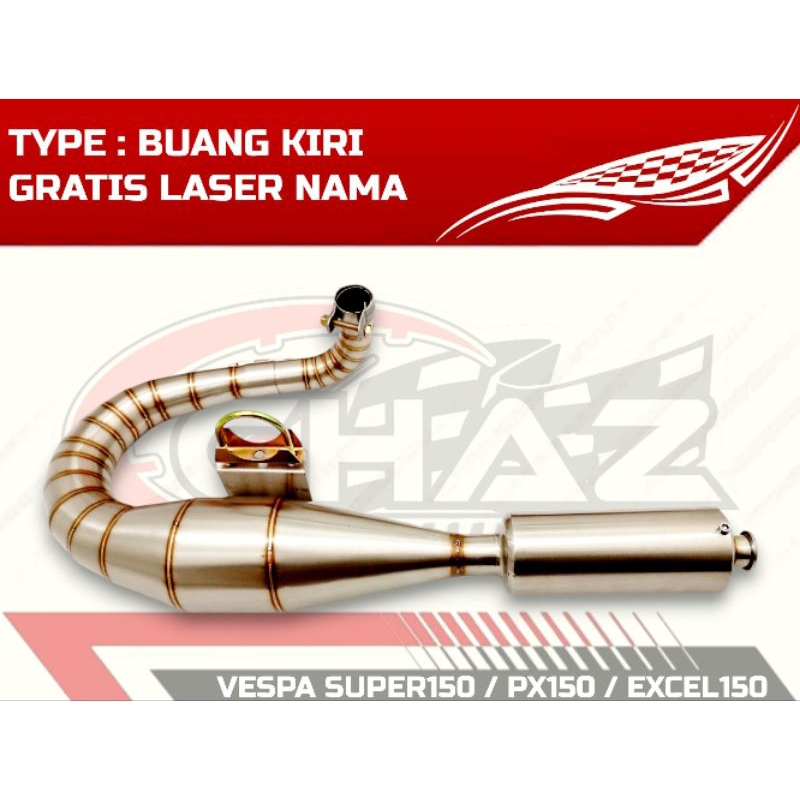 knalpot vespa px - vespa super - vespa excel buang kiri